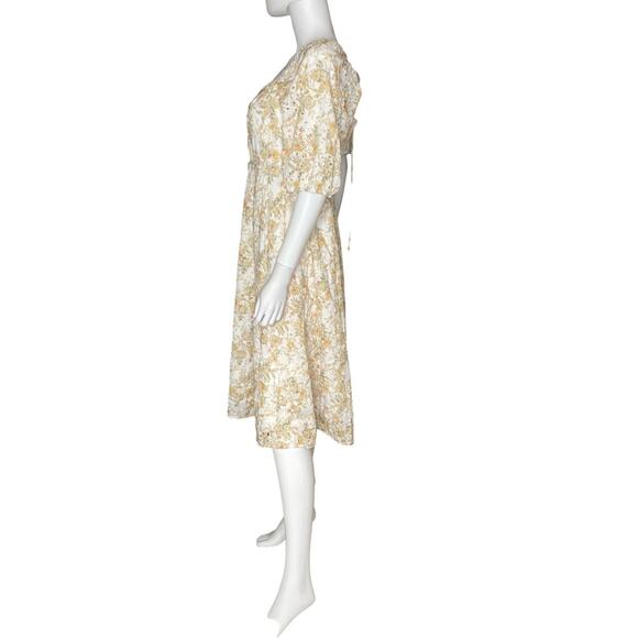 Chelsea28 Floral Eyelet Dress In White- Yellow Floral Women’s Sz M - Picture 3 of 7